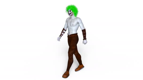 3D cg-rendering av en clown smink man — Stockvideo