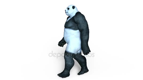 3D cg απόδοση ενός άνδρα panda — Αρχείο Βίντεο