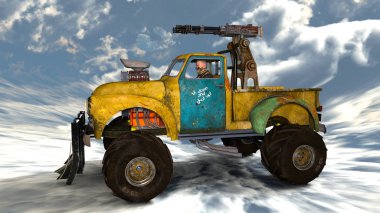 bir kamyonetin 3d cg işleme