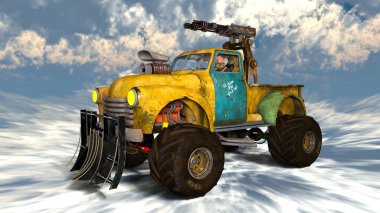 bir kamyonetin 3d cg işleme