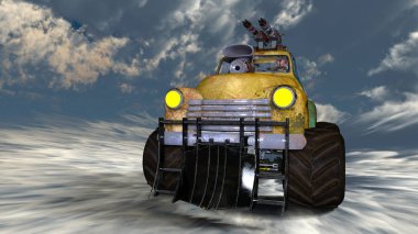 bir kamyonetin 3d cg işleme