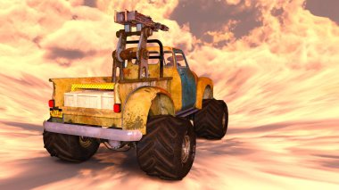 bir kamyonetin 3d cg işleme