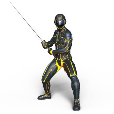 bir cyborg fencer 3d cg render