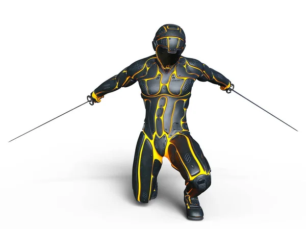 Bir cyborg fencer 3d cg render — Stok fotoğraf