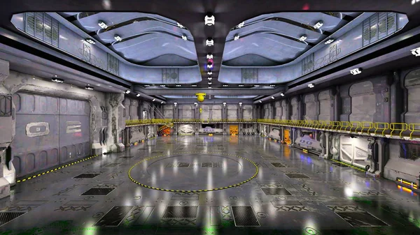 3D CG rendering a hangar