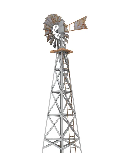 Větrný mlýn na bílém pozadí — Stock fotografie