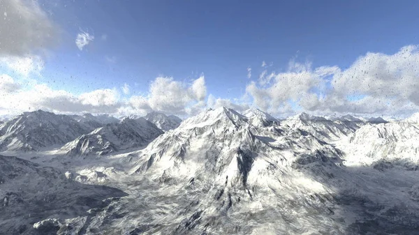 Απόδοσης 3D cg από τα χιονισμένα βουνά — Φωτογραφία Αρχείου