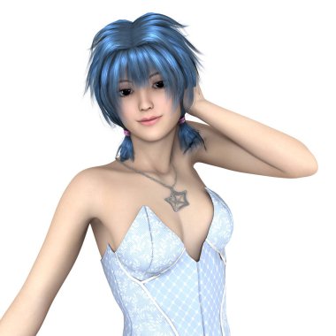 genç bir kadının 3d cg işleme