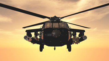bir helikopter 3d cg render
