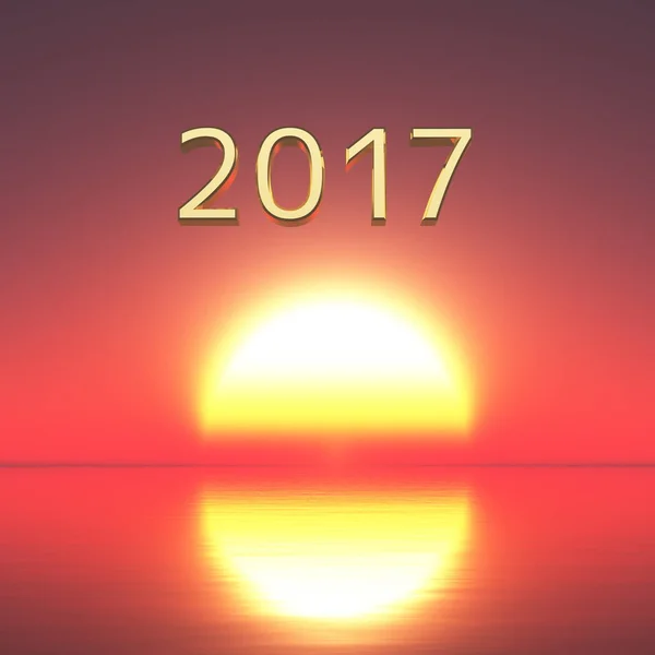 3D CG tekee 2017 ja auringonnousu — kuvapankkivalokuva