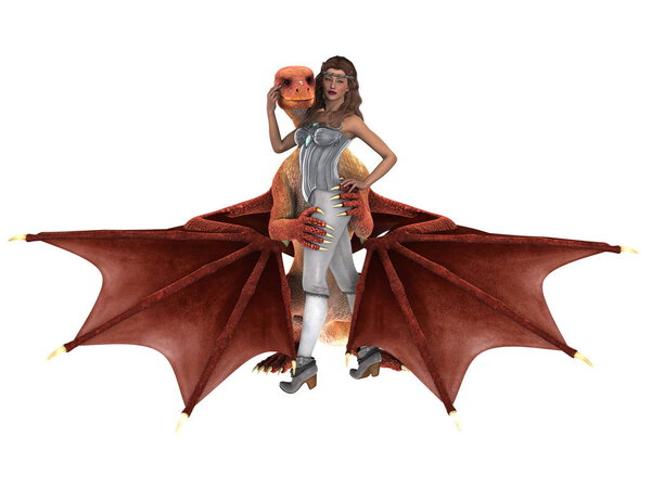 3D CG rendering of a beauty and dragon