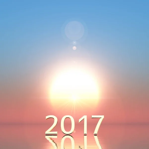 3D-cg-Darstellung von 2017 und Sonnenaufgang — Stockfoto