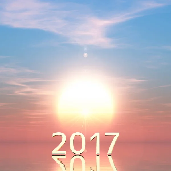 3D rendu 3D de 2017 et lever du soleil — Photo