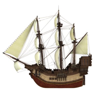 bir yelkenli tekne 3d cg render