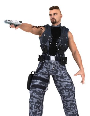 bir savaşçının 3d cg işleme