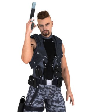 bir savaşçının 3d cg işleme