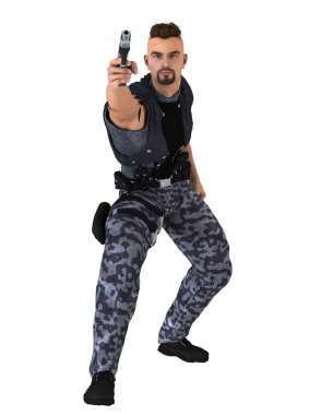 bir savaşçının 3d cg işleme