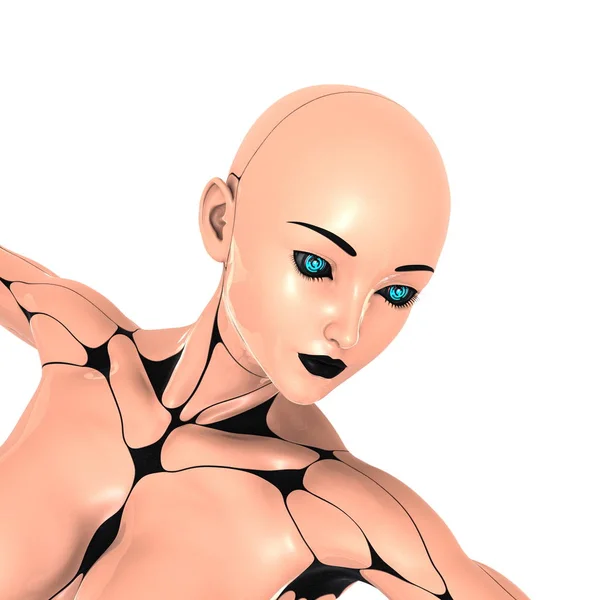 Rendering 3D CG di un robot femmina — Foto Stock