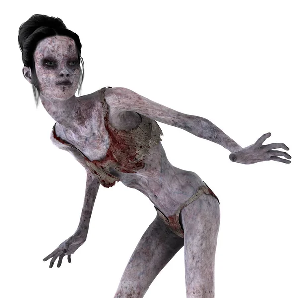 3D-cg-Darstellung eines weiblichen Zombies — Stockfoto