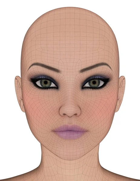 Rendering 3D CG di un volto di donna — Foto Stock