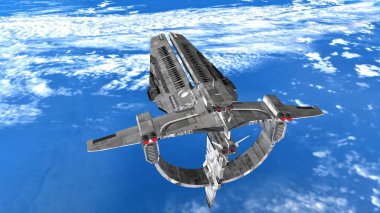 bir uzay gemisi 3d cg render