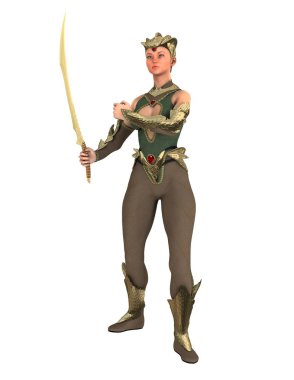 bir kadın şövalye 3d cg render