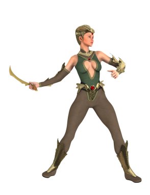 bir kadın şövalye 3d cg render