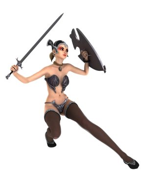 bir kadın şövalye 3d cg render