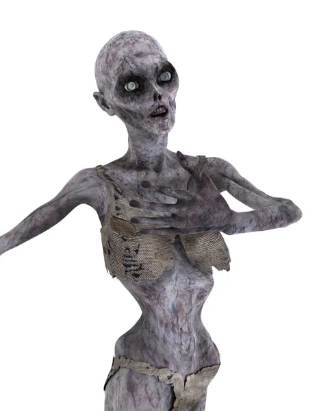 Rendering 3D CG di uno zombie femminile — Foto Stock