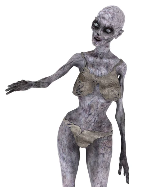 Rendering 3D CG di uno zombie femminile — Foto Stock