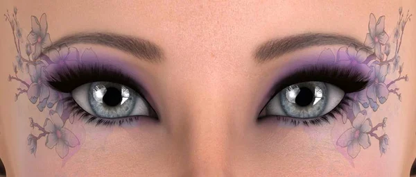 3D 3D rendu des yeux de la femme — Photo