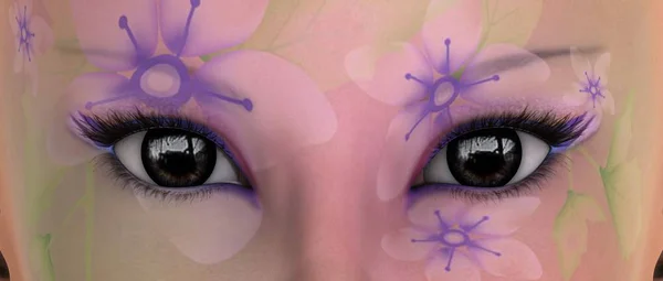 3D 3D rendu des yeux de la femme — Photo