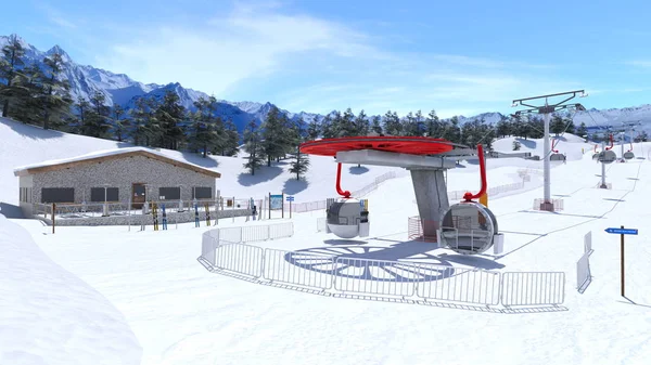 3D CG renderização de pistas de esqui — Fotografia de Stock