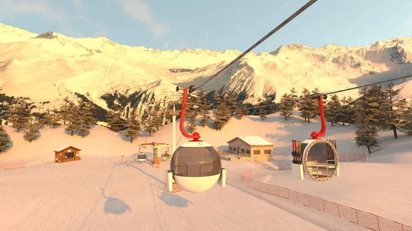 3D rendu 3D des pistes de ski — Photo