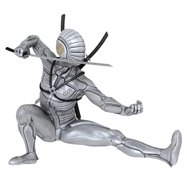 Renderingu 3D cg szermierz cyborg — Zdjęcie stockowe