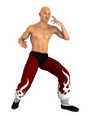 3d cg render bir Kung fu ustası