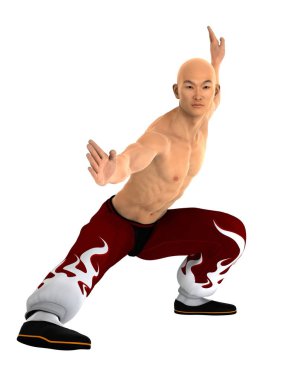 3d cg render bir Kung fu ustası