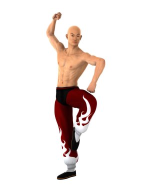 3d cg render bir Kung fu ustası