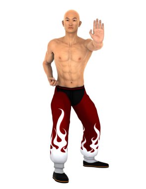 3d cg render bir Kung fu ustası