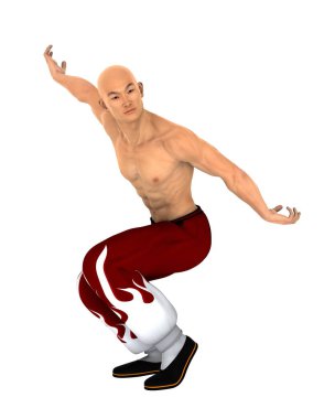 3d cg render bir Kung fu ustası