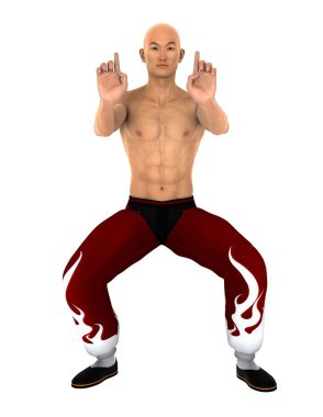 3d cg render bir Kung fu ustası