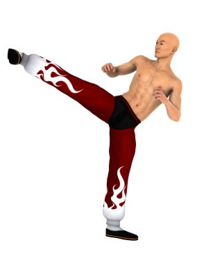 3d cg render bir Kung fu ustası