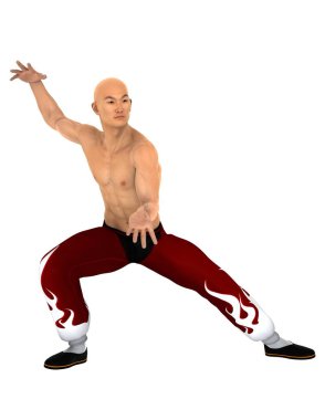 3d cg render bir Kung fu ustası