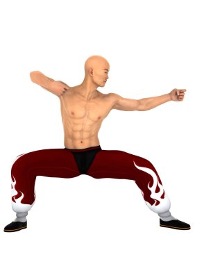 3d cg render bir Kung fu ustası