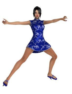 bir Kung fu kızın 3d cg işleme