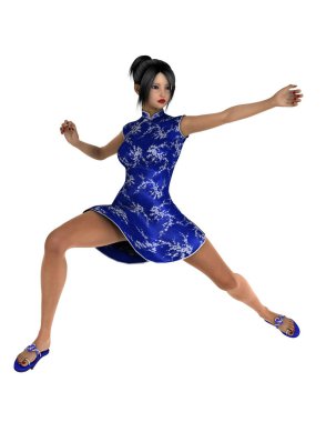 bir Kung fu kızın 3d cg işleme