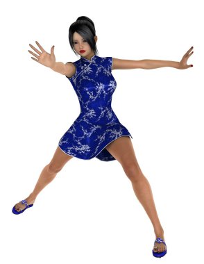 bir Kung fu kızın 3d cg işleme