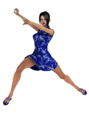 bir Kung fu kızın 3d cg işleme