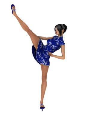 bir Kung fu kızın 3d cg işleme