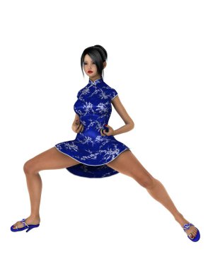 bir Kung fu kızın 3d cg işleme
